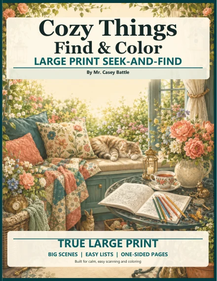 Cozy Things Find and Color cover